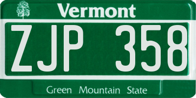 VT license plate ZJP358