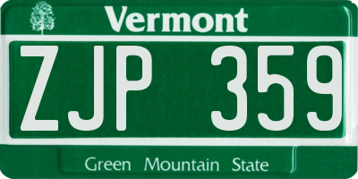 VT license plate ZJP359