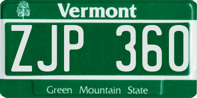 VT license plate ZJP360