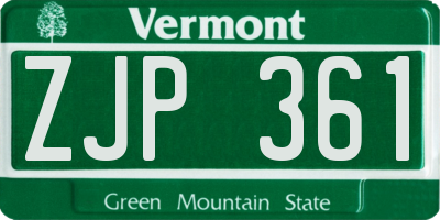 VT license plate ZJP361