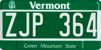VT license plate ZJP364