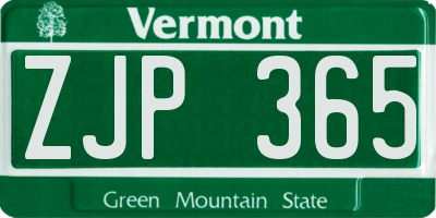 VT license plate ZJP365