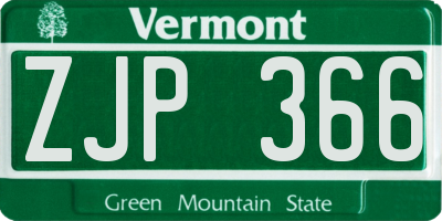VT license plate ZJP366