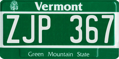 VT license plate ZJP367