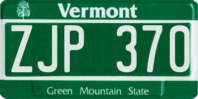 VT license plate ZJP370