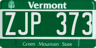VT license plate ZJP373