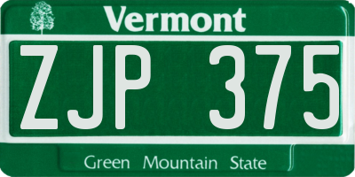 VT license plate ZJP375