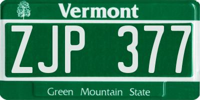 VT license plate ZJP377