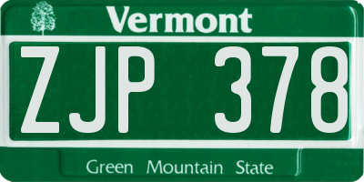 VT license plate ZJP378