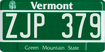 VT license plate ZJP379