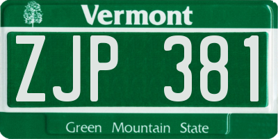 VT license plate ZJP381