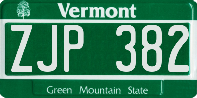 VT license plate ZJP382