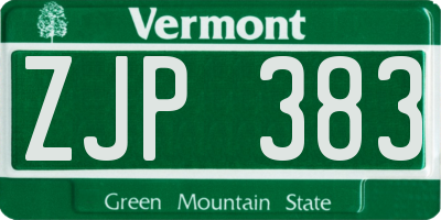 VT license plate ZJP383