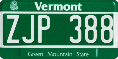 VT license plate ZJP388