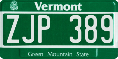 VT license plate ZJP389