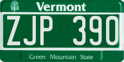 VT license plate ZJP390