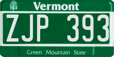 VT license plate ZJP393