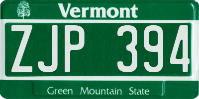 VT license plate ZJP394
