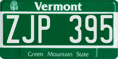 VT license plate ZJP395
