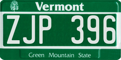 VT license plate ZJP396