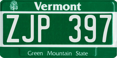 VT license plate ZJP397