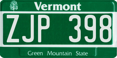 VT license plate ZJP398