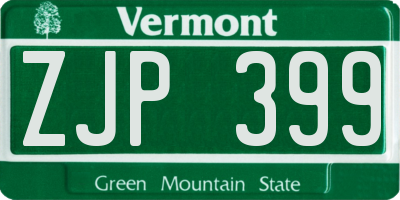 VT license plate ZJP399