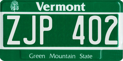 VT license plate ZJP402