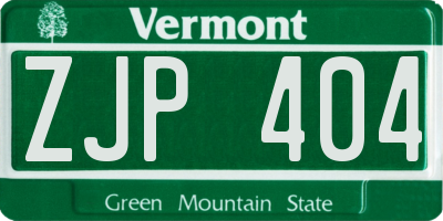 VT license plate ZJP404