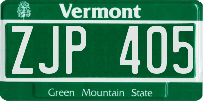 VT license plate ZJP405