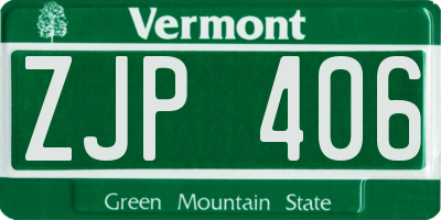 VT license plate ZJP406