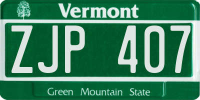 VT license plate ZJP407