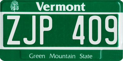 VT license plate ZJP409