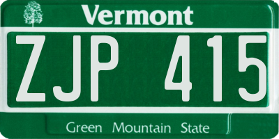 VT license plate ZJP415