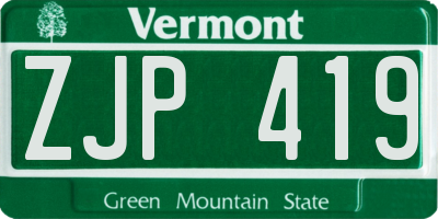 VT license plate ZJP419