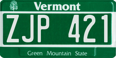 VT license plate ZJP421