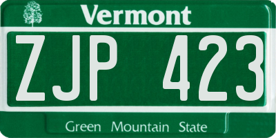 VT license plate ZJP423