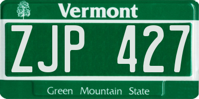 VT license plate ZJP427