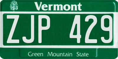 VT license plate ZJP429