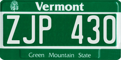 VT license plate ZJP430