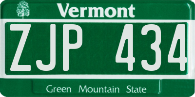 VT license plate ZJP434