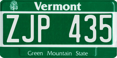 VT license plate ZJP435