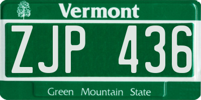 VT license plate ZJP436