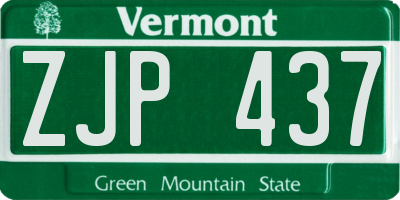 VT license plate ZJP437