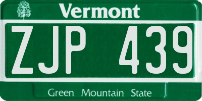 VT license plate ZJP439