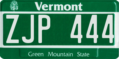 VT license plate ZJP444