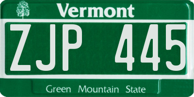 VT license plate ZJP445