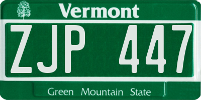 VT license plate ZJP447