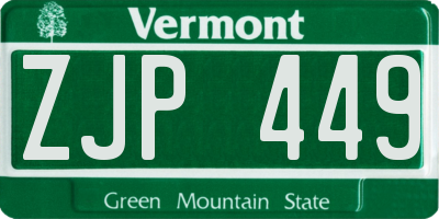 VT license plate ZJP449
