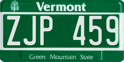 VT license plate ZJP459